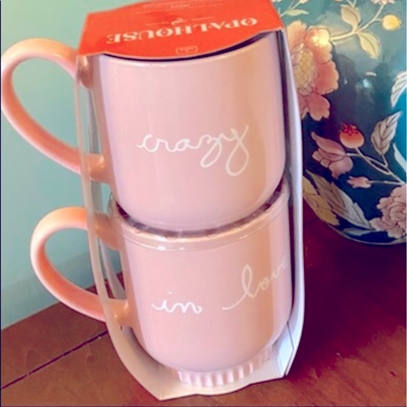 Opalhouse Mug Set Pink Crazy in Love NWT 2 Mugs - Picture 1 of 3
